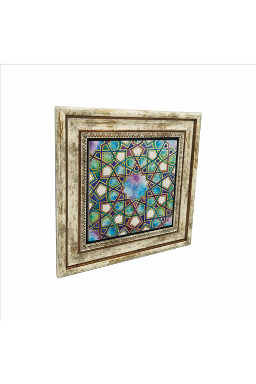 İslami Geometrik Desen Baskılı Doğaltaş Tablo (25x25 Kd-8)