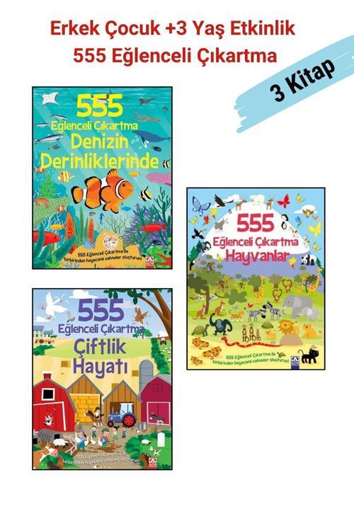 Altın Kitaplar 555 Eğlenceli Çıkartma 3 Kitap Set- 1. Denizin Derinliklerinde 2. Çiftlik Hayatı 3.Hayvanlar, +3 Yaş
