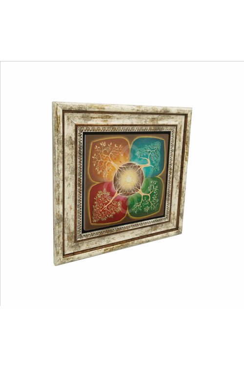 4 Mevsim Ağaç Baskılı Doğaltaş Tablo (25x25 Krg-150)