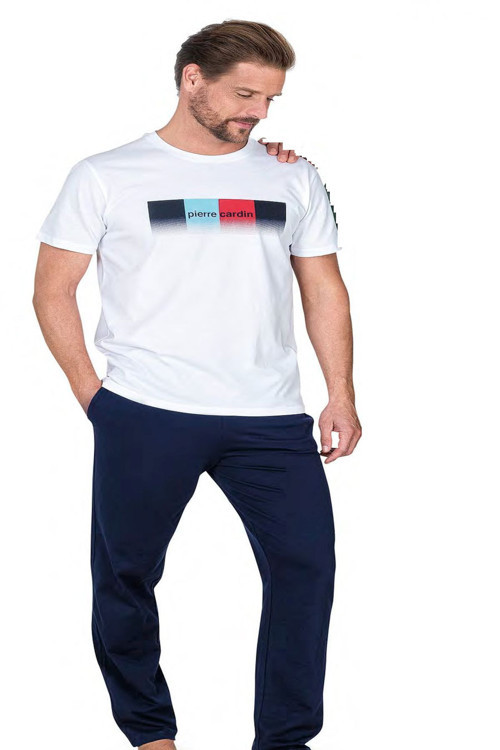 6043 Erkek Beyaz Kısa Kollu Pijama Takımı