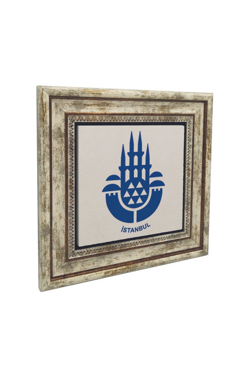 İstanbul Amblemi Baskılı Doğaltaş Tablo (25x25 Krt-147)