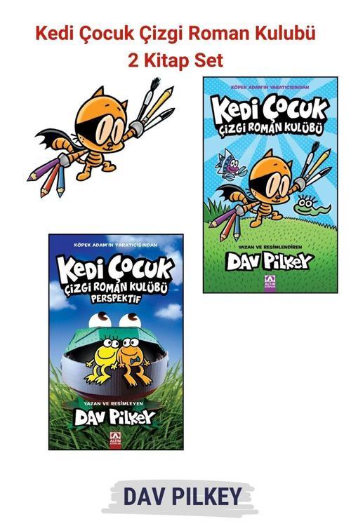 Altın Kitaplar Kedi Çocuk Çizgi Roman Kulübü, 2 Kitap Set, +9 Yaş Kitap - Dav Pilkey