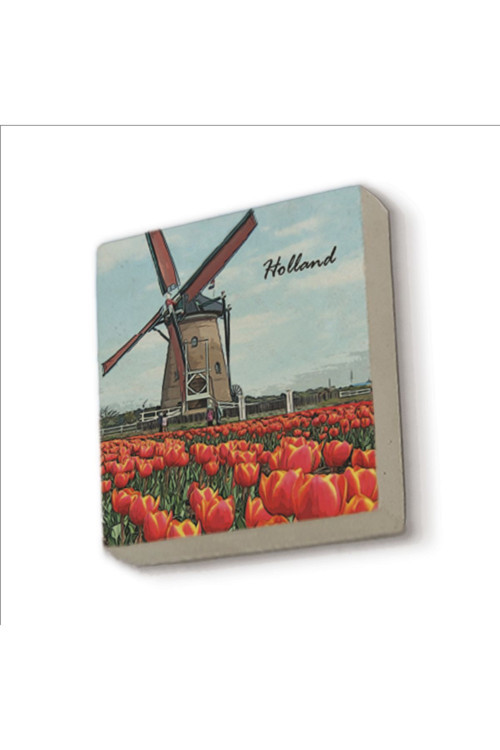 Hollanda Görseli Baskılı Doğaltaş Magnet Krg-028