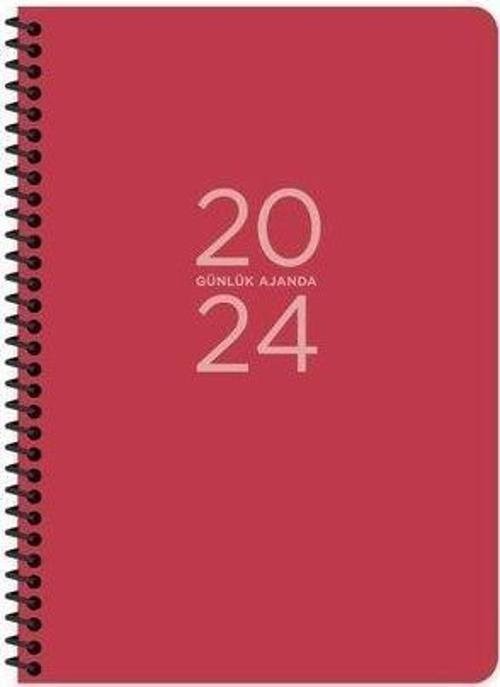 2024 17x24 Spiralli Günlük Ajanda Kırmızı