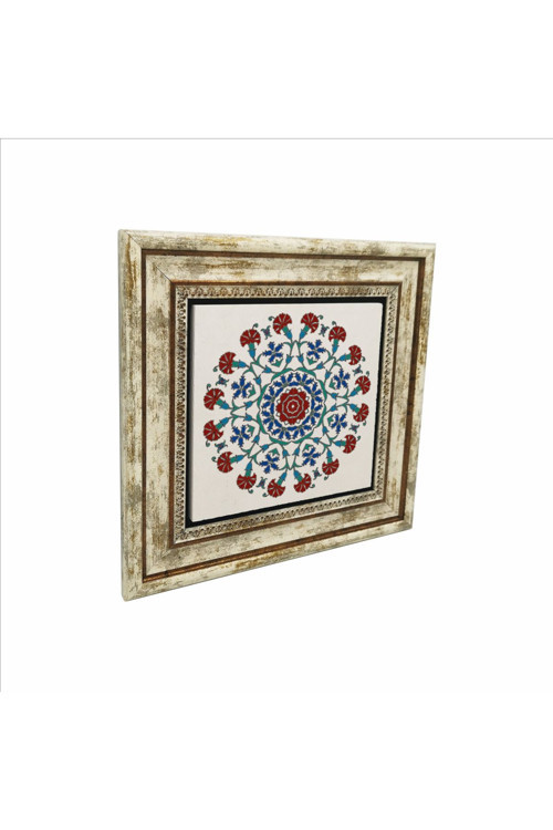 Osmanlı Çini Deseni Baskılı Taş Tablo 25X25 Kd-41