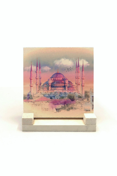 Sultanahmet Camii Baskılı Doğaltaş Masaüstlük 10X10 Krt-12