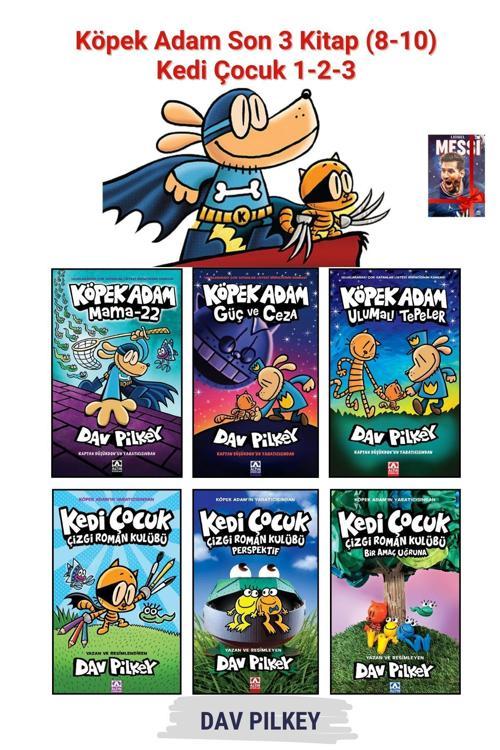 Altın Kitaplar Köpek Adam Son 3 Kitap (8-10)  Ve Kedi Çocuk 3 Kitap - 6 Kitap Çizgi Roman Seti + Defter Hediyeli