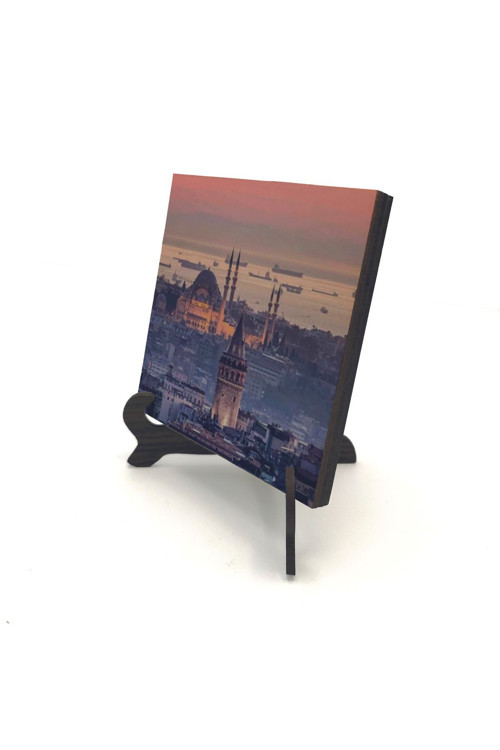 Galata Kulesi Ve Süleymaniye Camii Baskılı Mdf Masaüstlük (10x10 Krt-24)