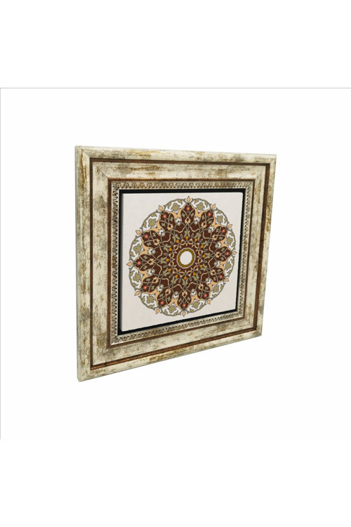 Rumi Desen Baskılı Doğaltaş Tablo (25x25 Kd-58)