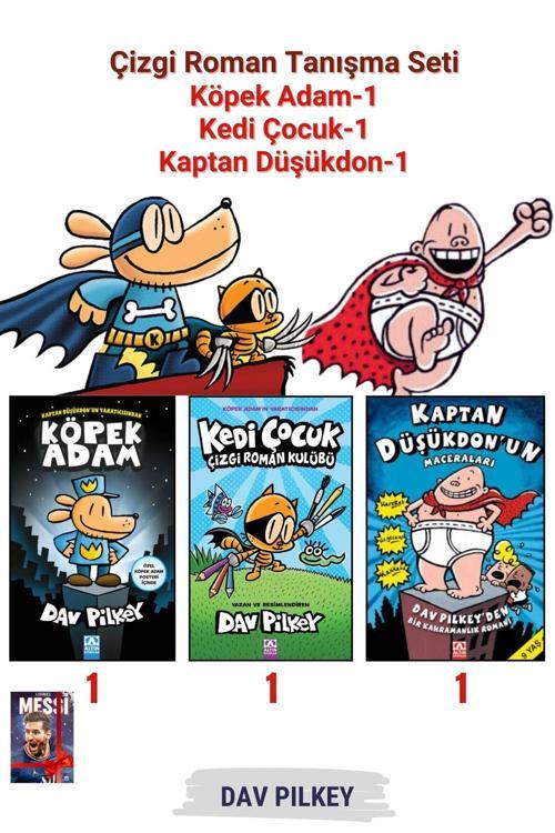 Altın Kitaplar Çizgi Roman Tanışma Seti: Köpek Adam-1, Kedi Çocuk-1 Ve Kaptan Düşükdon-1, 3 Kitap, Defter Hediyeli