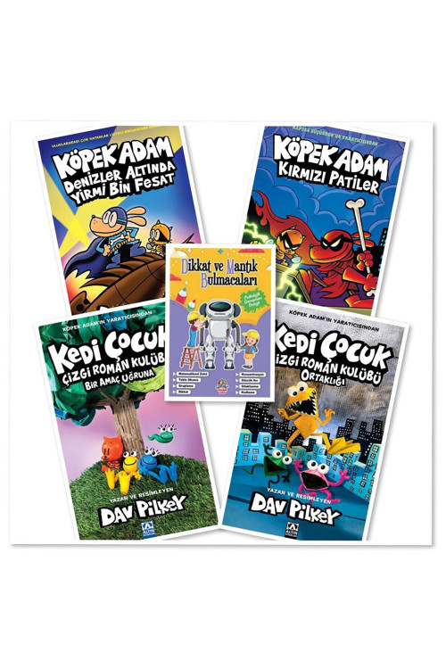Yağmur Çocuk Köpek Adam 12 Kırmızı Patiler Dahil, Köpek Adam Son 2 Kitap, Kedi Çocuk Son 2 Kitap (5 Kitap)
