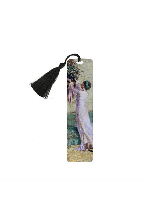 Vazo Yerleştiren Kız(Osman Hamdi Bey) Baskılı Püsküllü Kitap Ayracı (Hediyelik Bookmark Ayraç-107)