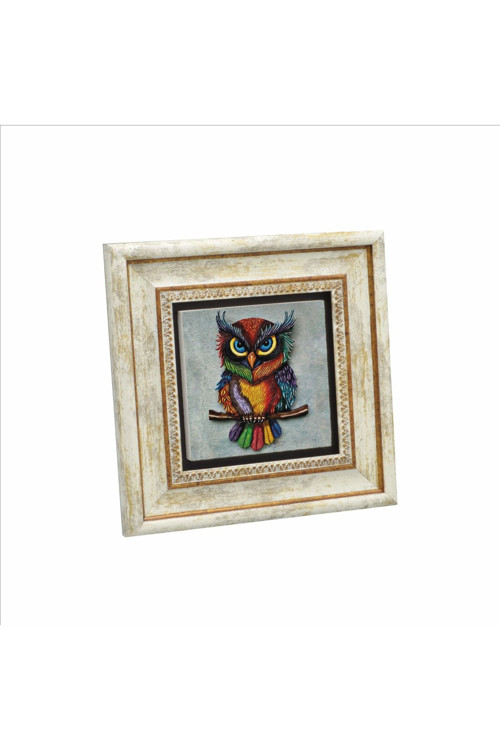 Baykuş Baskılı Doğaltaş Tablo 20Cmx20Cm Krg-162
