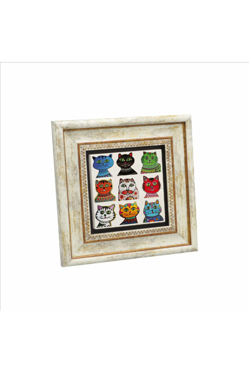 Kediler Baskılı Doğaltaş Tablo 20X20 Krg-166