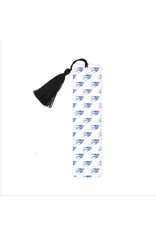 Kırlangıç Desen Baskılı Püsküllü Kitap Ayracı (Hediyelik Bookmark Ayraç-131)