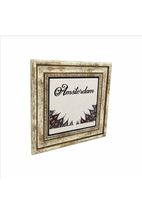 Amsterdam Görseli Baskılı Doğaltaş Tablo 25Cmx25Cm Krg-012