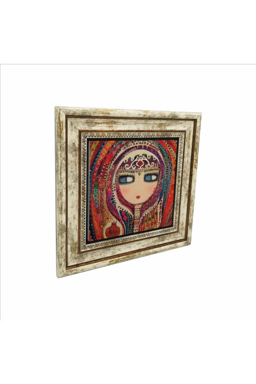 Anadolu Kadını Çizimi Baskılı Doğaltaş Tablo 25Cmx25Cm Krt-113