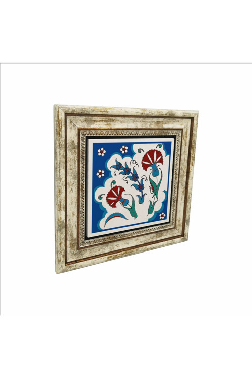 Osmanlı İznik Çini Deseni Baskılı Doğaltaş Tablo (25x25 Kd-37)