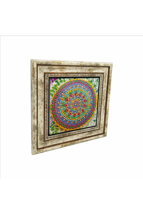 Mandala Desen Baskılı Doğaltaş Tablo (25x25 Kd-52)