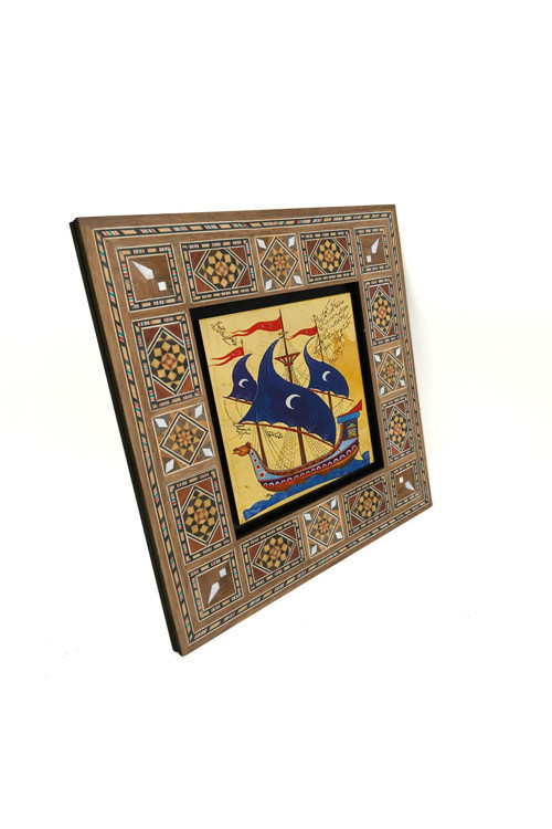 Osmanlı Yelkenlisi Minyatür Baskılı Mdf Tablo 20X20 Krt-120