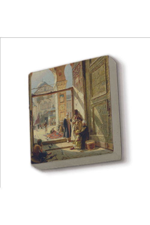 Emevi Camii Kapısı Baskılı Doğaltaş Magnet 5X5 Krt-134