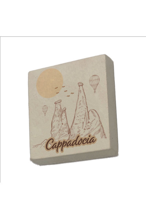 Kapadokya Görseli Baskılı Doğaltaş Magnet (5x5 Krt-162)