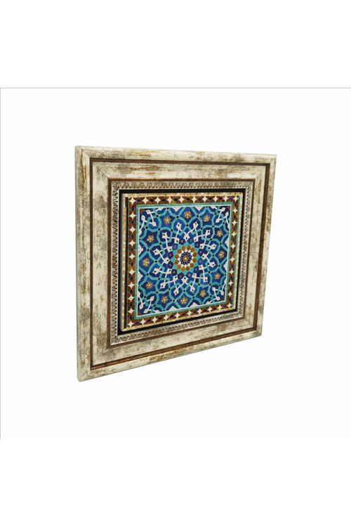 Iran Geometrik Mozaiği Baskılı Doğaltaş Tablo 25Cmx25Cm Kd-106
