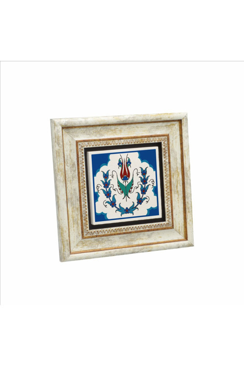 Osmanlı İznik Çini Deseni Baskılı Doğaltaş Tablo (20x20 Kd-36)