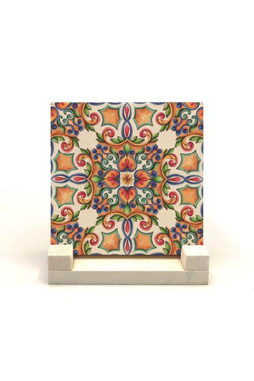 İtalyan Deseni Baskılı Doğaltaş Masaüstlük 10X10 Kd-86