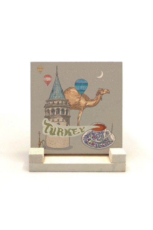 Galata Kulesi Baskılı Doğaltaş Masaüstlük 10X10 Krt-26