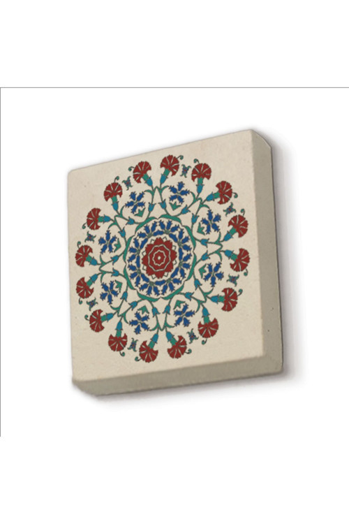 Iznik Çini Desen Baskılı Doğaltaş Magnet Kd-041