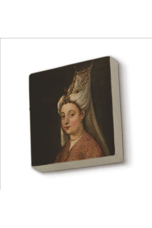Hürrem Sultan Portre Çizim Baskılı Doğaltaş Magnetkrt-094Buzdolabı Süsü