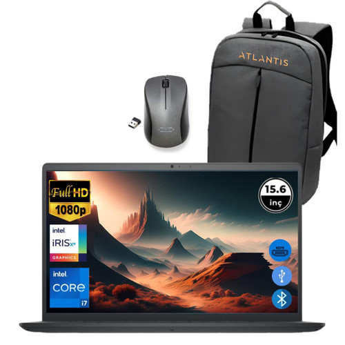 Inspiron 3520 i7 1255U 64GB 1TB M.2 SSD I35201013U ATL118 O/B 15.6" Ubuntu Taşınabilir Bilgisayar+Çanta&Mouse