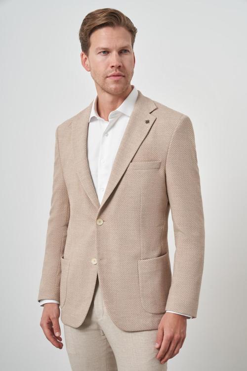  Erkek Bej Trend Dynamic Fit  Mono Yaka Ceket