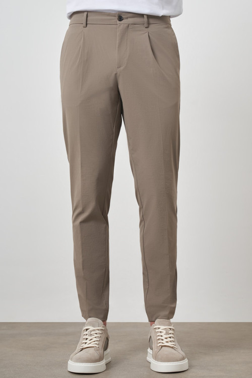 Erkek Vizon Trend Slim Fit Tam Lastik Pantolon