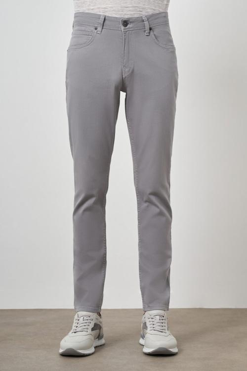  Erkek Gri Pamuk 5 Cep Slim Fit Jean Kot Pantolon