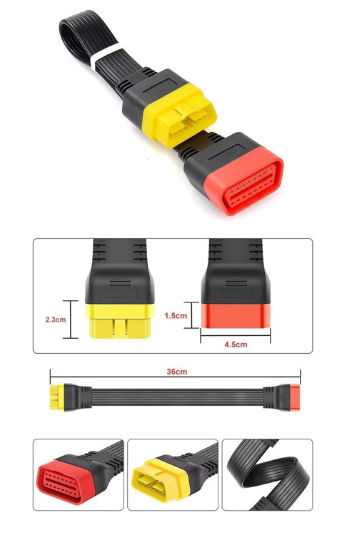 Launch O b d 2 Uzatma Kablosu / 30 Cm Uzatma Kablo Konnektörü Tanılama Kablosu 16 Pin