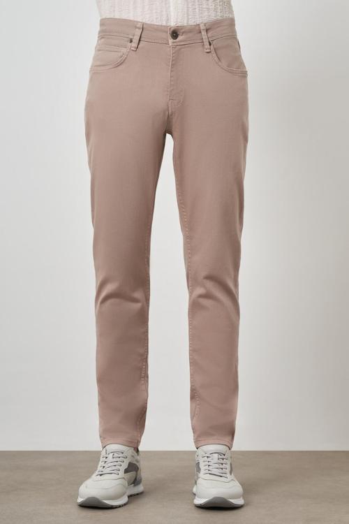  Erkek Bej Pamuk 5 Cep Slim Fit Jean Kot Pantolon