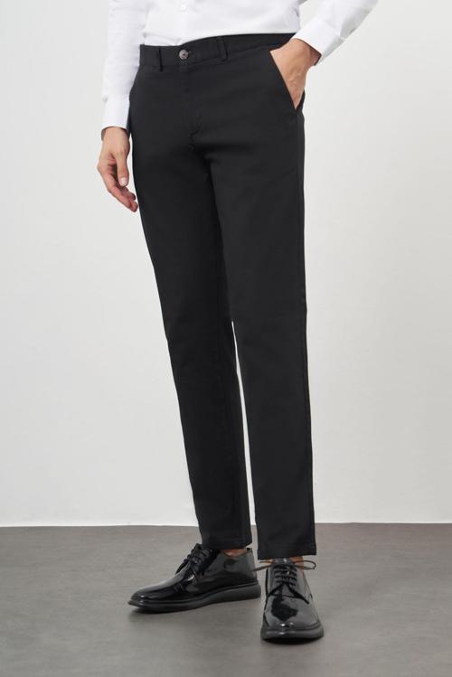 Erkek Siyah Chino Dynamik Fit Pantolon