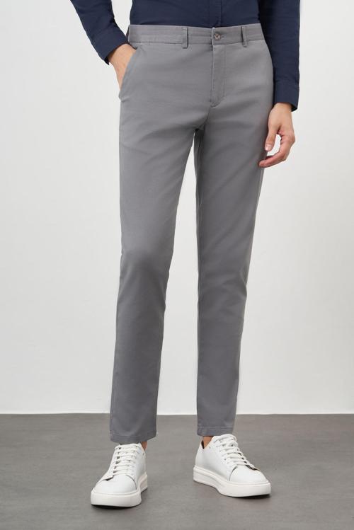  Erkek Gri Chino Slim Fit Pantolon