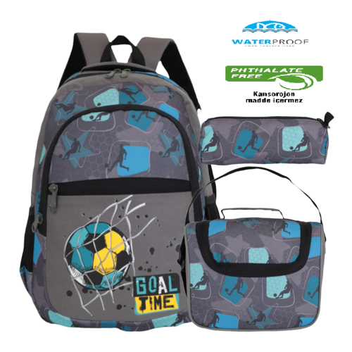 1308 Anatomik Sırtlı Yapılı Unisex İlkokul Çantası - NKT01308-gri-TEK EBAT