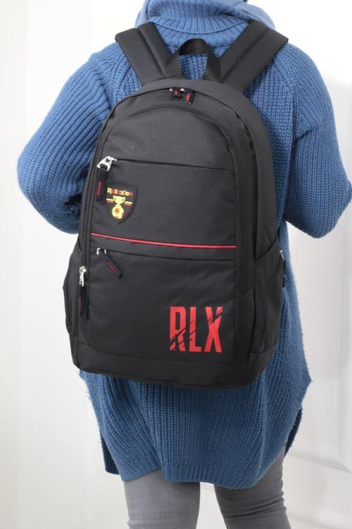 1169 Unisex Anatomik Sırt Çantası - NKT01169-siyah kırmız-TEK EBAT