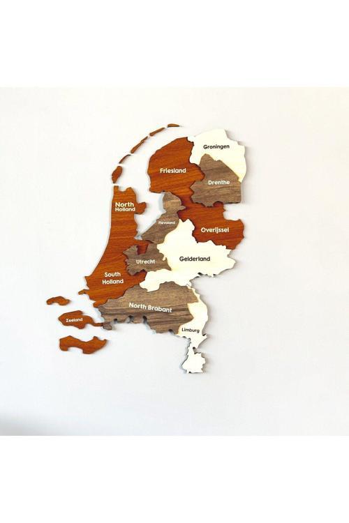 3 Boyutlu Ahşap Hollanda Haritası 60X52