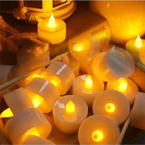 Warm Light Candles 24 Adet Gün Işığı Led Işıklı Mum Gün Işığı Led Mum Sarı Işıklı Mum Romantik Dekor