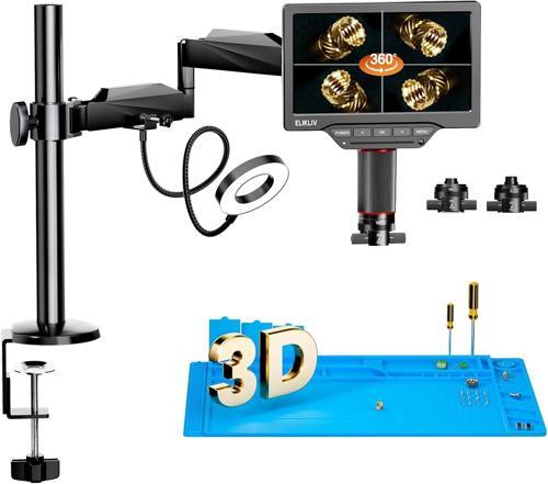 EM3K-3D Max 3D Dijital Mikroskop Manyetik Çift Lens, 3K HDMI, 10.1 Esnek Kol