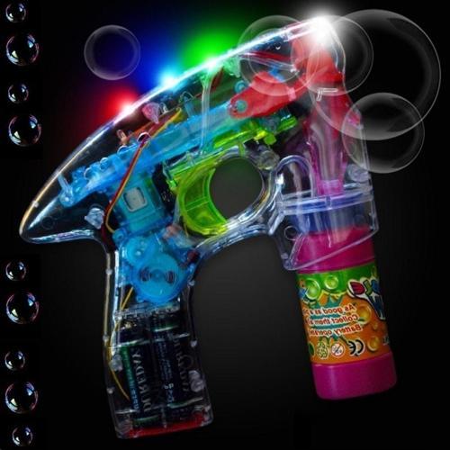 Yılbaşı Hediyeleri Renkli Işıklı Köpük Tabancası Bubbles Gun Baloncuk Tabancası + 2 Özel Yedek Köpük