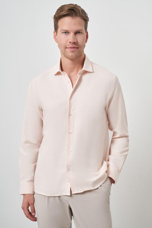  Erkek Yavruağzı Slim Fit İtalyan Yaka Gömlek