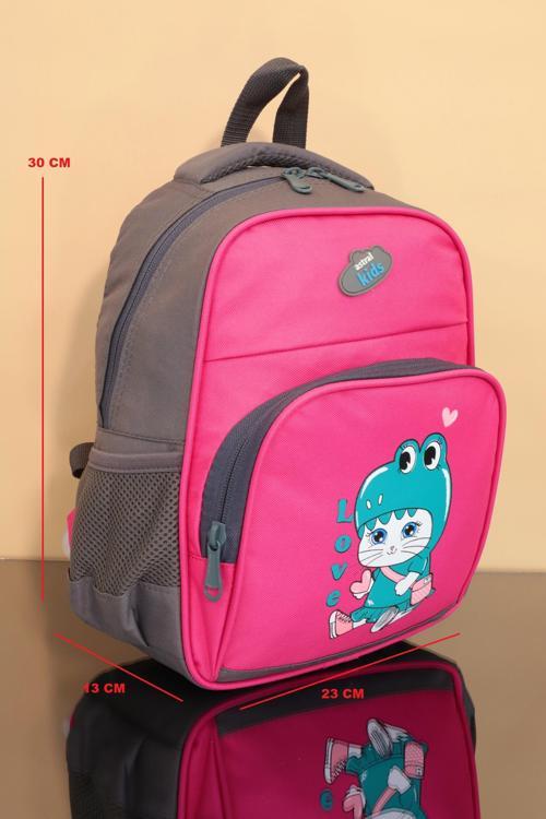 1234 Anatomik Sırtlı Yapılı Unisex Anaokul Çantası - NKT01234-PEMBE-TEK EBAT