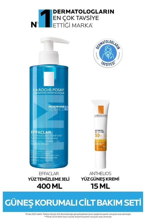 La Roche Posay Güneş Korumalı Cilt Bakım Seti : Effaclar Yüz Temizleme Jeli 400ml & Anthelios Yüz Güneş Kremi 15ml