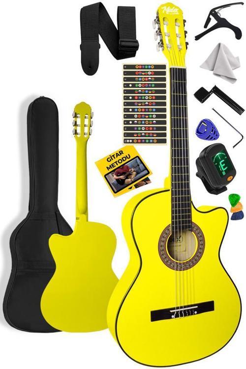 CG-395YLW Klasik Gitar 4/4 Sap Ayarlı Kesik Kasa Full Set (Çanta Askı Tuner Metod Pena)